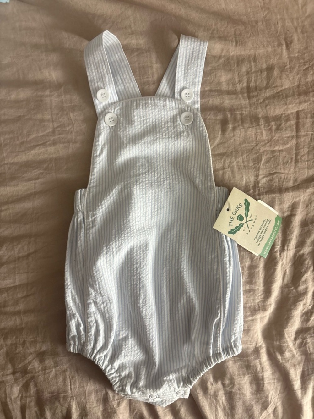 The Oaks Baby Boys' Light Blue Seersucker Bubble Romper